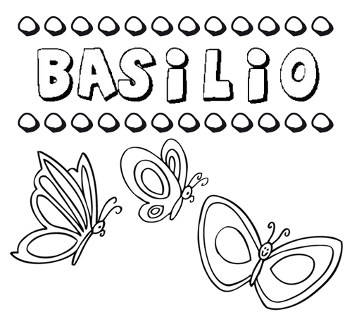 Desenho do nome Basilio para imprimir e pintar. Imagens de nomes