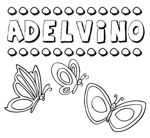Desenho do nome Adelvino para imprimir e pintar. Imagens de nomes