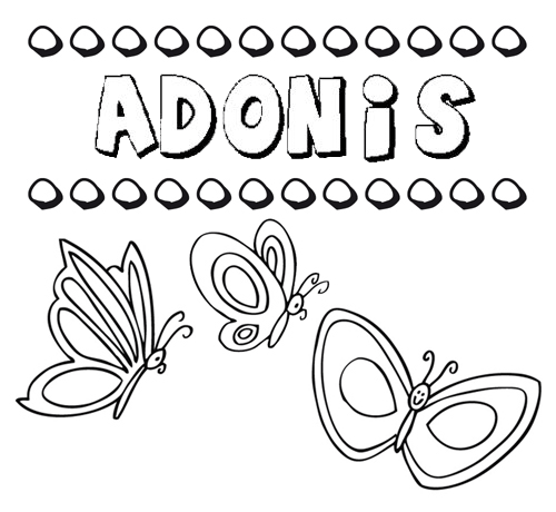 Desenho do nome Adonis para imprimir e pintar. Imagens de nomes
