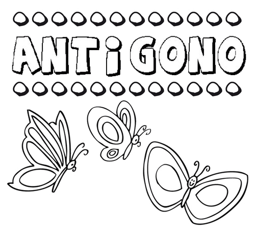 Desenho do nome Antigono para imprimir e pintar. Imagens de nomes