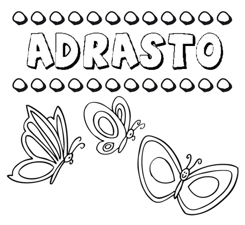 Desenho do nome Adrasto para imprimir e pintar. Imagens de nomes