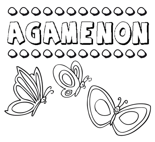 Desenho do nome Agamenón para imprimir e pintar. Imagens de nomes