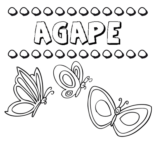 Desenho do nome Ágape para imprimir e pintar. Imagens de nomes