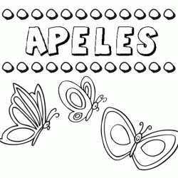 Desenho do nome Apeles para imprimir e pintar. Imagens de nomes
