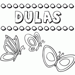 Desenho do nome Dulas para imprimir e pintar. Imagens de nomes