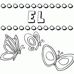 Desenho do nome El para imprimir e pintar. Imagens de nomes