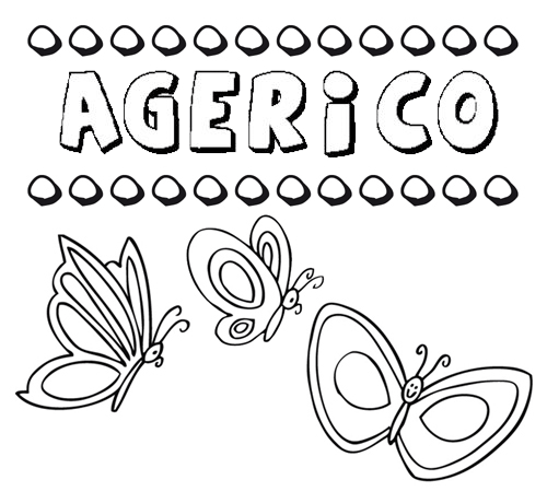 Desenho do nome Agerico para imprimir e pintar. Imagens de nomes