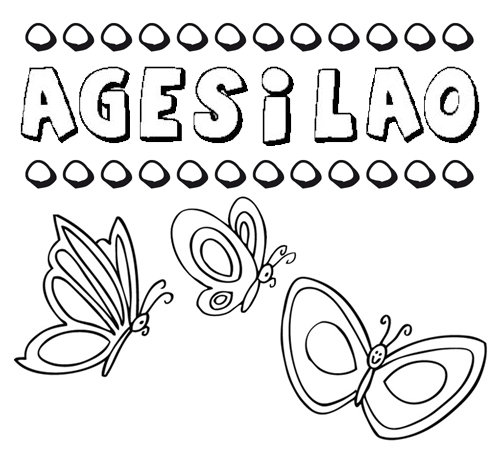 Desenho do nome Agesilao para imprimir e pintar. Imagens de nomes