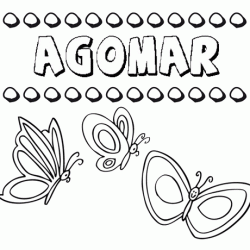 Desenho do nome Agomar para imprimir e pintar. Imagens de nomes