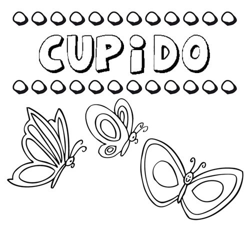 Desenho do nome Cupido para imprimir e pintar. Imagens de nomes