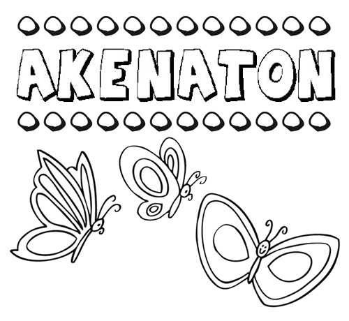 Desenho do nome Akenatón para imprimir e pintar. Imagens de nomes