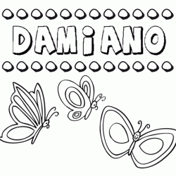 Desenho do nome Damiano para imprimir e pintar. Imagens de nomes