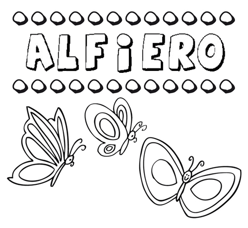 Desenho do nome Alfiero para imprimir e pintar. Imagens de nomes