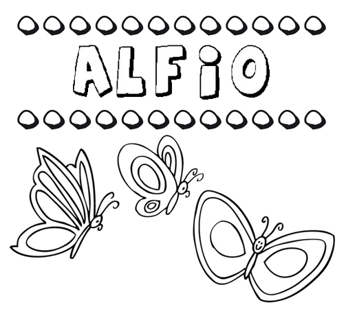 Desenho do nome Alfio para imprimir e pintar. Imagens de nomes