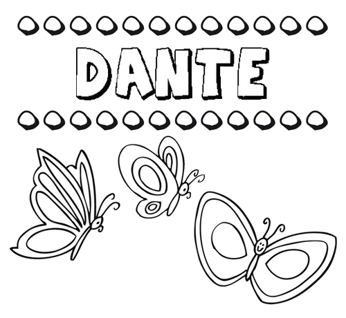 Desenho do nome Dante para imprimir e pintar. Imagens de nomes