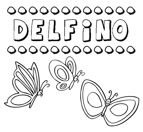 Desenho do nome Delfino para imprimir e pintar. Imagens de nomes