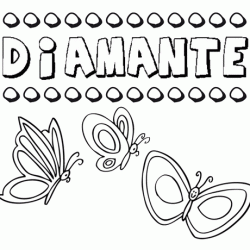 Desenho do nome Diamante para imprimir e pintar. Imagens de nomes