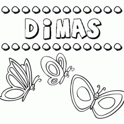 Desenho do nome Dimas para imprimir e pintar. Imagens de nomes