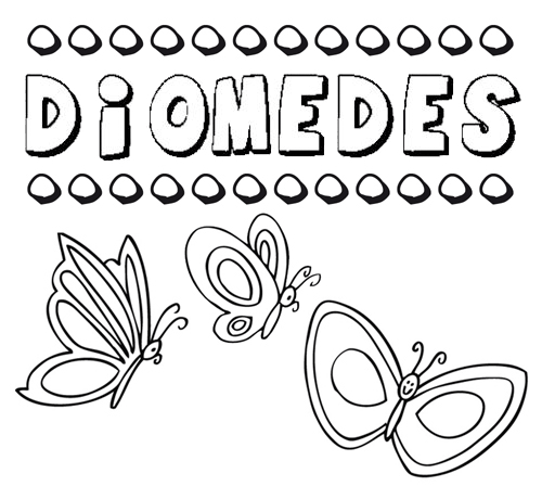Desenho do nome Diomedes para imprimir e pintar. Imagens de nomes