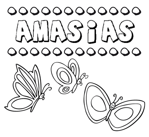 Desenho do nome Amasías para imprimir e pintar. Imagens de nomes