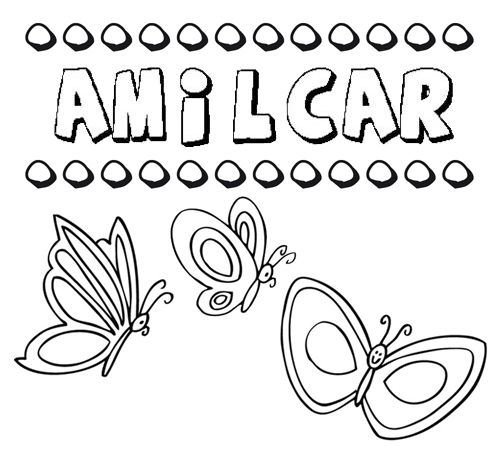 Desenho do nome Amílcar para imprimir e pintar. Imagens de nomes