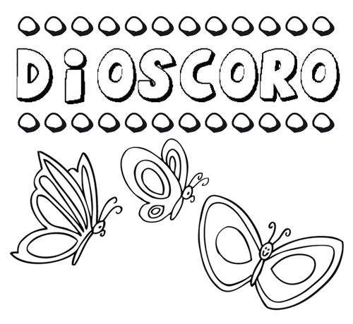 Desenho do nome Dióscoro para imprimir e pintar. Imagens de nomes