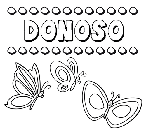 Desenho do nome Donoso para imprimir e pintar. Imagens de nomes