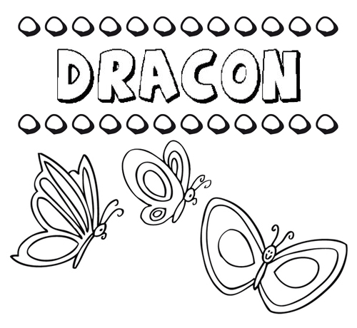 Desenho do nome Dracón para imprimir e pintar. Imagens de nomes