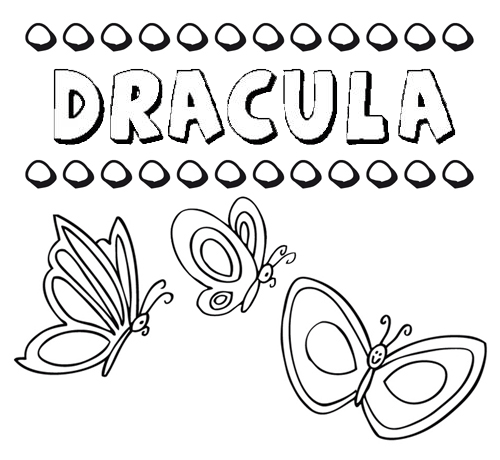 Desenho do nome Drácula para imprimir e pintar. Imagens de nomes