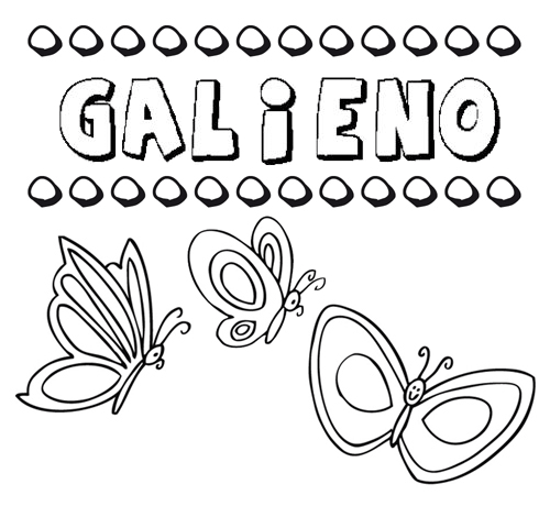 Desenho do nome Galieno para imprimir e pintar. Imagens de nomes