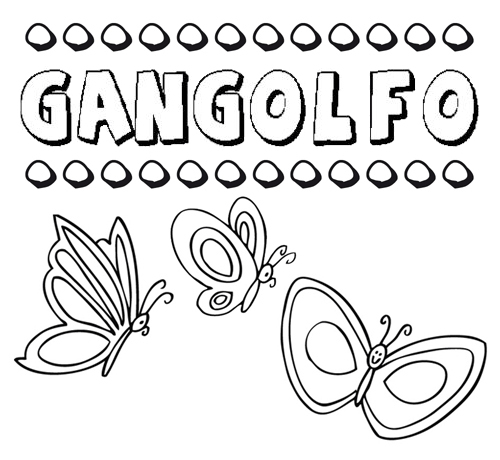 Desenho do nome Gangolfo para imprimir e pintar. Imagens de nomes