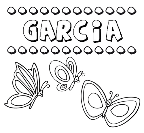 Desenho do nome García para imprimir e pintar. Imagens de nomes