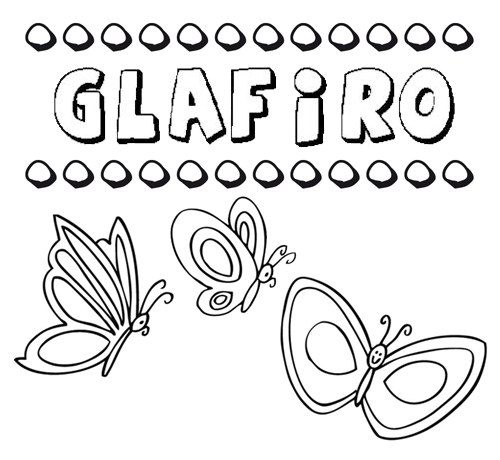 Desenho do nome Gláfiro para imprimir e pintar. Imagens de nomes