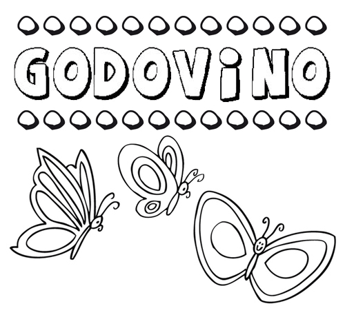 Desenho do nome Godovino para imprimir e pintar. Imagens de nomes