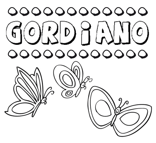 Desenho do nome Gordiano para imprimir e pintar. Imagens de nomes