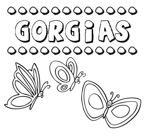 Desenho do nome Gorgias para imprimir e pintar. Imagens de nomes