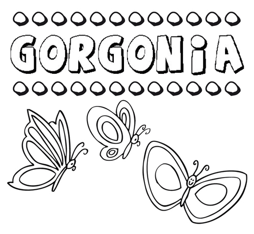 Desenho do nome Gorgonia para imprimir e pintar. Imagens de nomes