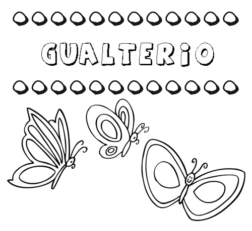 Desenho do nome Gualterio para imprimir e pintar. Imagens de nomes