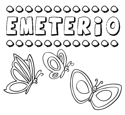 Desenho do nome Emeterio para imprimir e pintar. Imagens de nomes