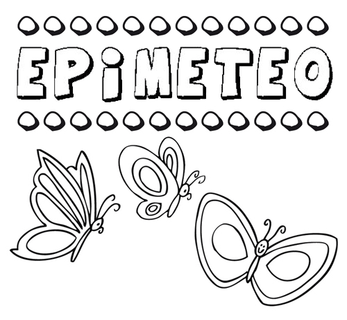 Desenho do nome Epimeteo para imprimir e pintar. Imagens de nomes