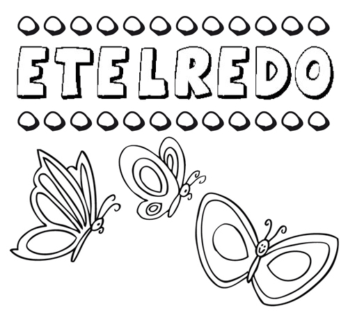 Desenho do nome Etelredo para imprimir e pintar. Imagens de nomes