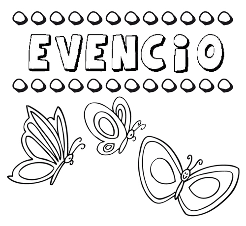 Desenho do nome Evencio para imprimir e pintar. Imagens de nomes