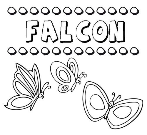 Desenho do nome Falcón para imprimir e pintar. Imagens de nomes