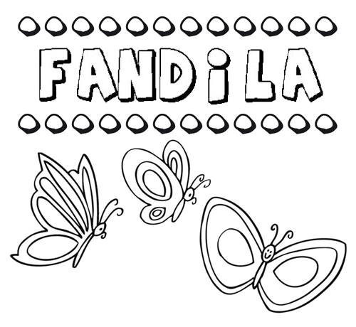 Desenho do nome Fándila para imprimir e pintar. Imagens de nomes