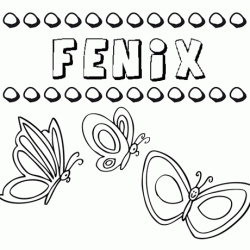 Desenho do nome Fénix para imprimir e pintar. Imagens de nomes