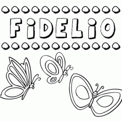 Desenho do nome Fidelio para imprimir e pintar. Imagens de nomes