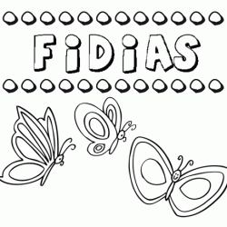 Desenho do nome Fidias para imprimir e pintar. Imagens de nomes