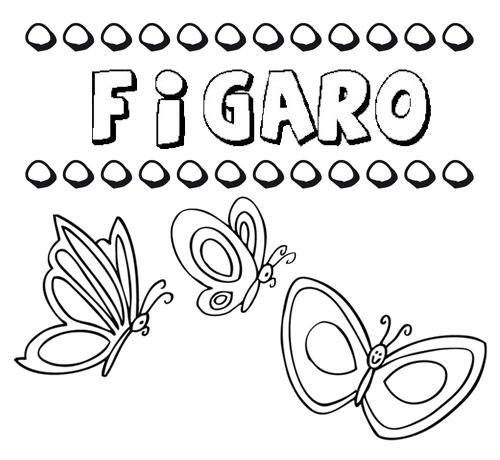 Desenho do nome Fígaro para imprimir e pintar. Imagens de nomes