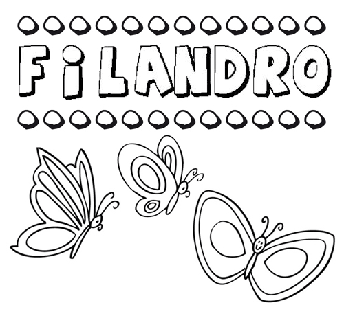 Desenho do nome Filandro para imprimir e pintar. Imagens de nomes