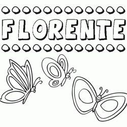 Desenho do nome Florente para imprimir e pintar. Imagens de nomes